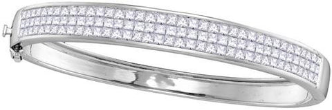 14KT White Gold 6.01CTW-Diamond INVISIBLE BANGLE