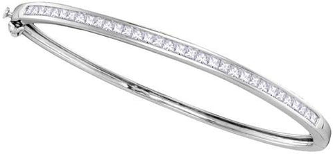 14KT White Gold 2.00CTW-Diamond INVISIBLE BANGLE