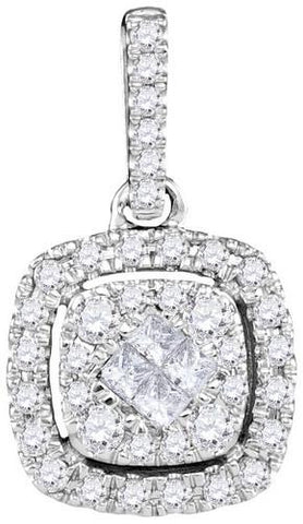 14KT White Gold 0.50CTW-Diamond SOLIEL PENDANT