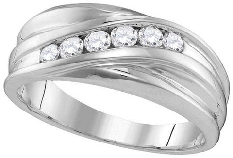 10KT White Gold 0.33CTW-Diamond MENS FASHION BAND