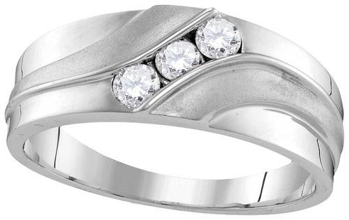 10KT White Gold 0.33CTW-Diamond MENS FASHION BAND