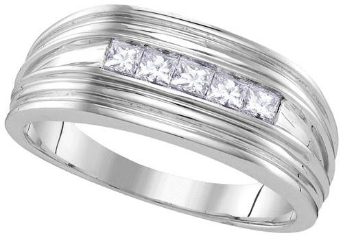 10KT White Gold 0.50CTW-Diamond MENS FASHION BAND