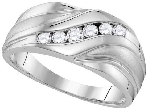 10KT White Gold 0.40CTW-Diamond MENS FASHION BAND