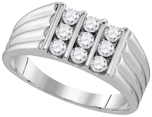 10KT White Gold 0.75CTW-Diamond MENS FASHION BAND