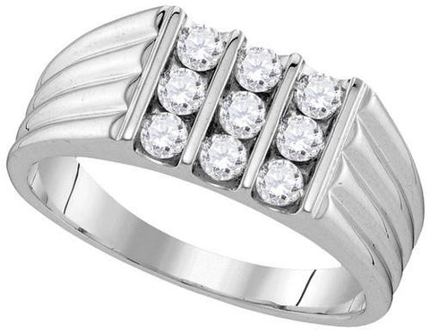 10KT White Gold 0.75CTW-Diamond MENS FASHION BAND