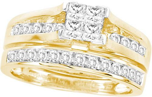 14KT Yellow Gold 1.50CT-Diamond INVISIBLE BRIDAL SET