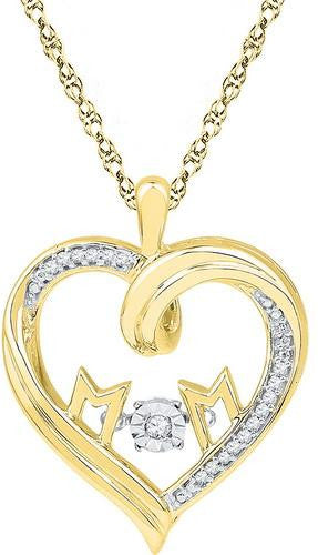 10K Yellow-gold 0.08CTW-Diamond MOM PENDANT