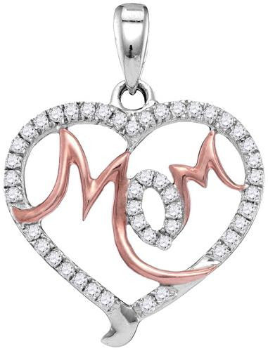 10KT White Gold Two Tone 0.30CTW-Diamond MOM PENDANT