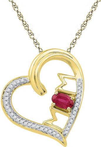 10K Yellow-gold 0.11CTW-Diamond 0.45CT-LRU PENDANT