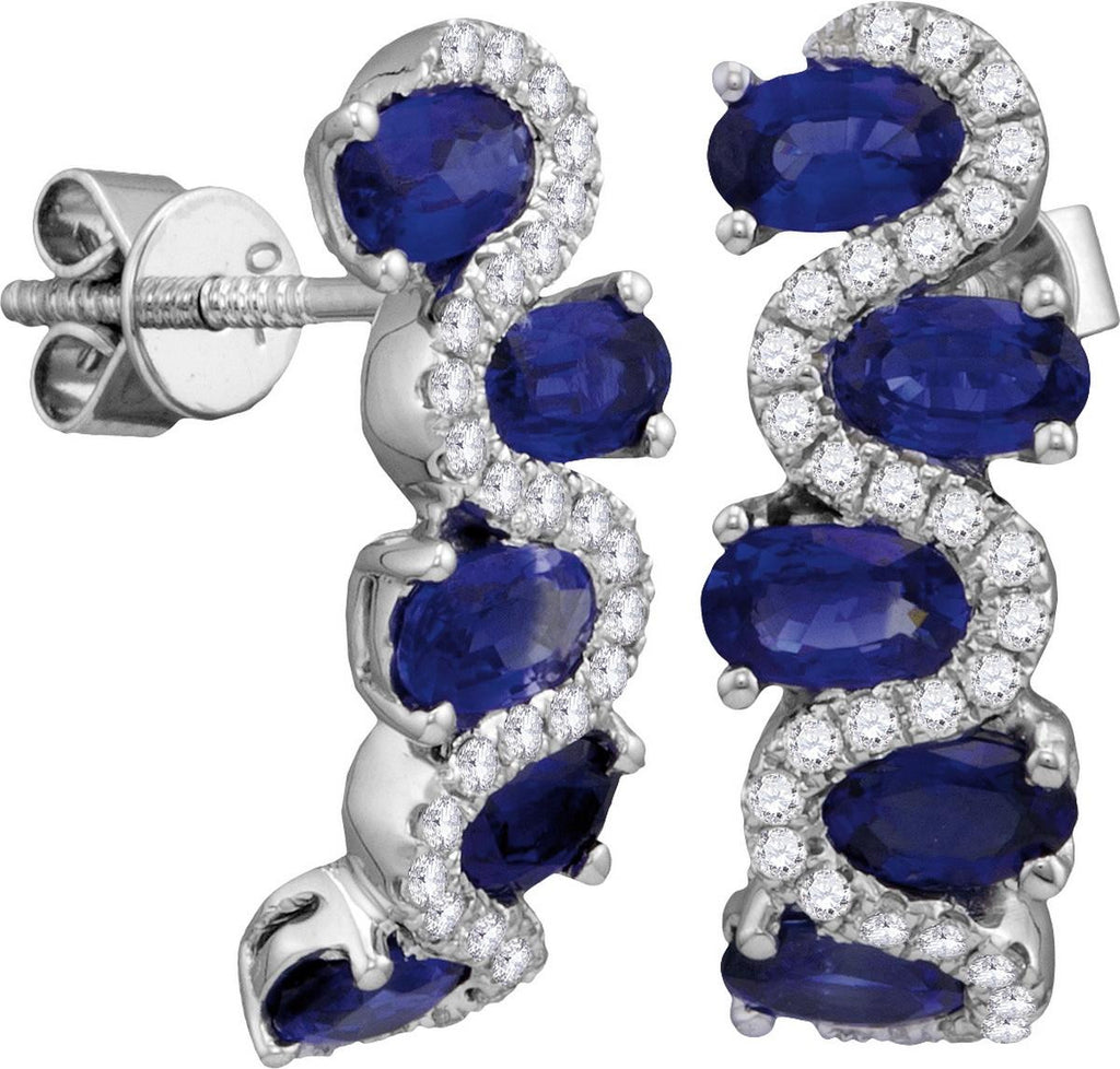 1-3CTW-Diamond 2  3-4CT-SAPPHIRE EARRINGS