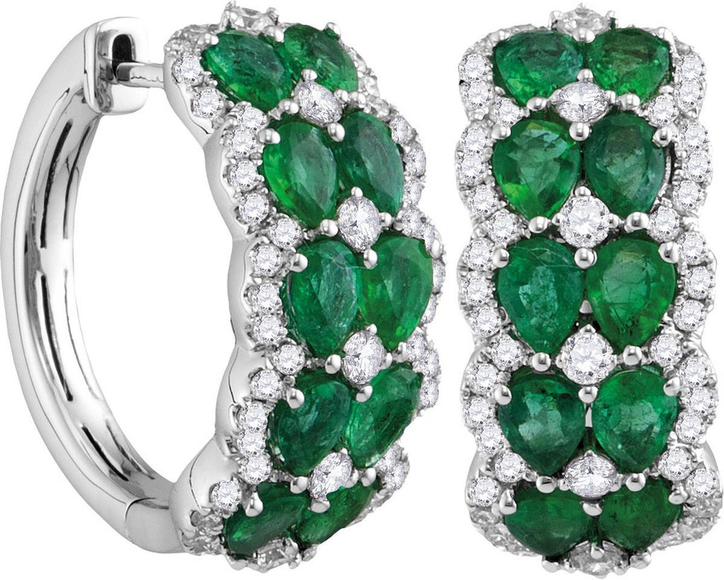 1 CTW-Diamond 3  CT-EMERALD EARRINGS