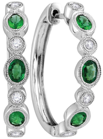 1-5CTW-Diamond 3-4CT-EMERALD HOOPS