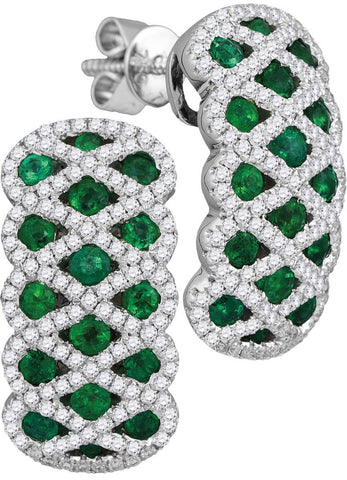 5-8CTW-Diamond 1 CT-EMERALD EARRINGS