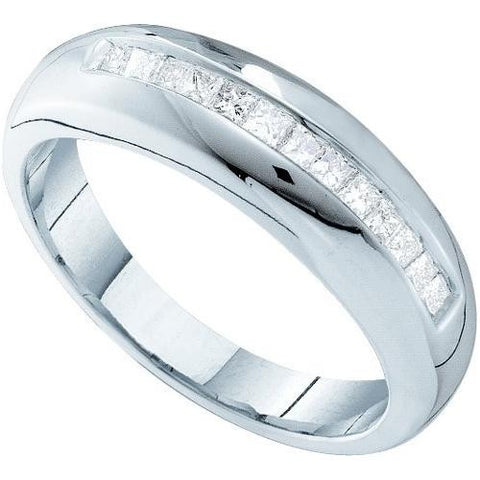 14KT White Gold 0.50CTW PRINCESS DIAMOND MENS INVISIBLE BAND