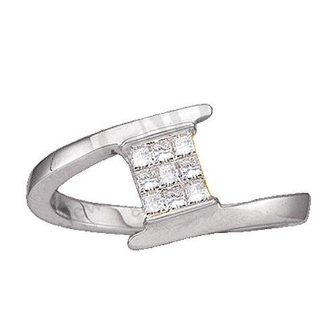 14KT White Gold 0.20CTW PRINCESS DIAMOND LADIES FASHION SQUARE RING