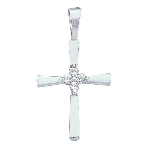 10KT White Gold 0.05CTW  DIAMOND LADIES CROSS PENDANT