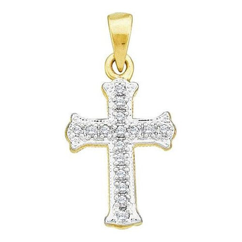 10KT Yellow Gold 0.08CTW DIAMOND LADIES  CROSS CHARM