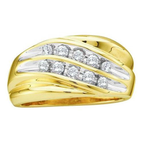 10KT Yellow Gold 0.50CTW  DIAMOND MENS CLUSTER  BAND