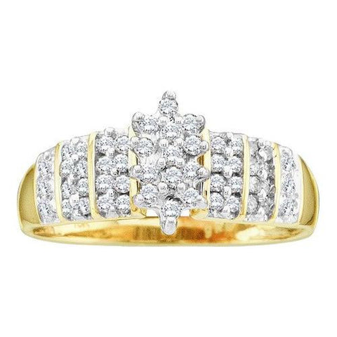 10KT Yellow Gold 0.25CTW  DIAMOND CLUSTER RING