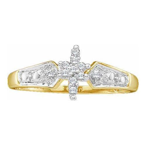 10K Yellow-gold 0.01CTW-Diamond "DAD" RING-S6