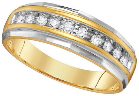 10KT Yellow Gold 0.25CTW ROUND DIAMOND MEN'S FASHION BAND