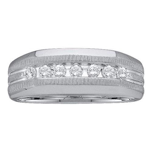 10KT White Gold 0.25CTW DIAMOND MENS CLUSTER BAND