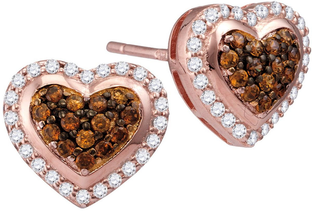 1-2CTW-Diamond HEART BROWN EARRING