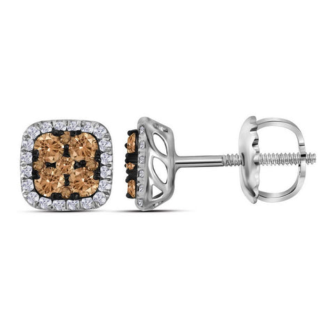 1-2CTW-Diamond SQUARE BROWN EARRING