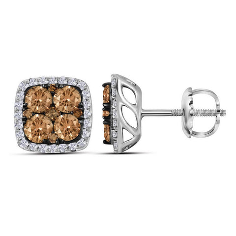 1CTW-Diamond SQUARE BROWN EARRING