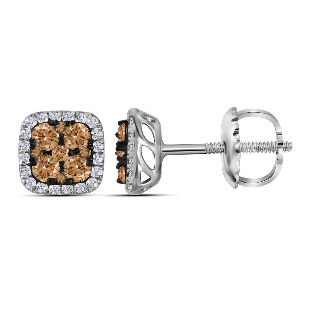 11-2CTW-Diamond SQUARE BROWN EARRING