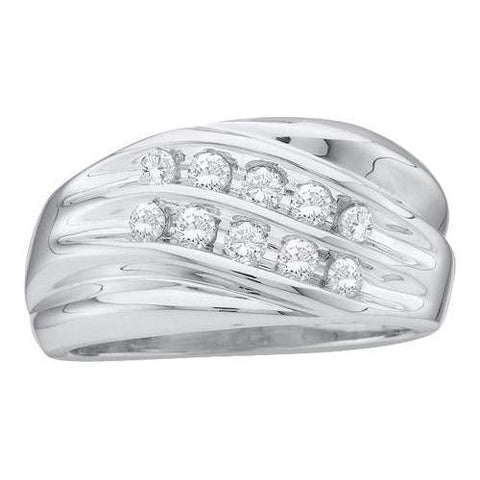 10KT White Gold 0.50CTW DIAMOND CLUSTER MENS BAND