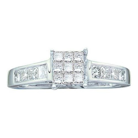 14KT White Gold 0.50CTW PRINCESS DIAMOND LADIES INVISIBLE SQUARE RING