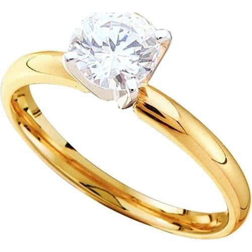 14KT Yellow Gold Two Tone 0.50CTW DIAMOND ROUND  SOLITAIR RING (SUPREME)