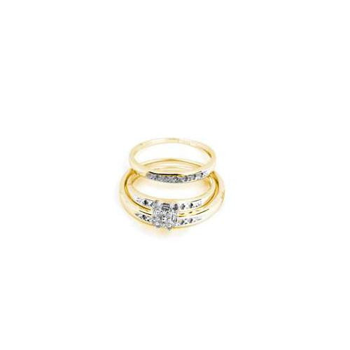 10K Yellow-gold 0.10CTW DIAMOND  CLUSTER TRIO SET