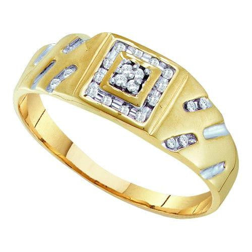 10K Yellow-gold 0.12CTW DIAMOND MENS CLUSTER RING