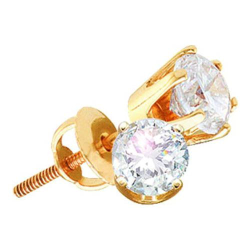 14KT Yellow Gold 1.50CTW DIAMOND ROUND STUDS(FINE)