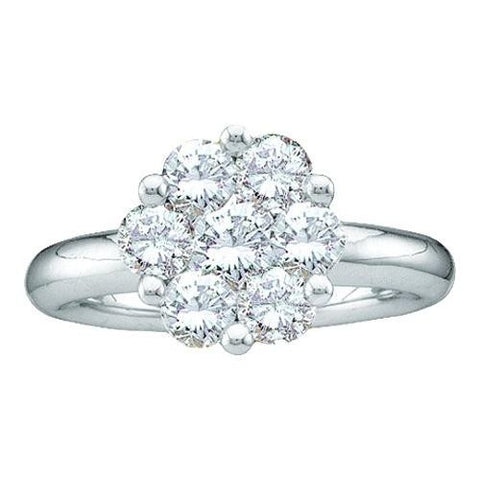 14K White-gold 1.50CT DIAMOND FLOWER RING