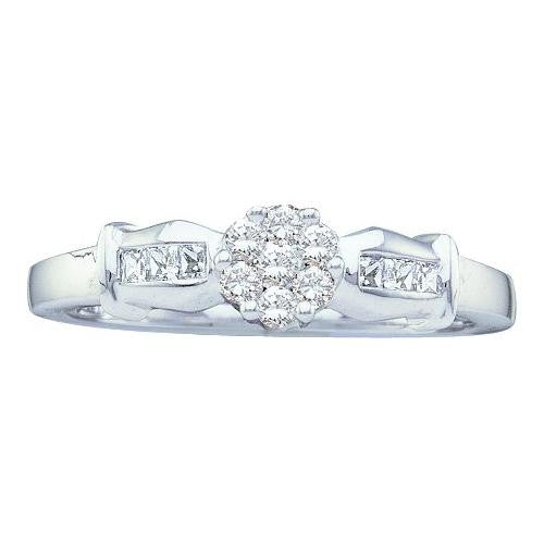 14KT White Gold 0.25CTW DIAMOND LADIES FLOWER RING