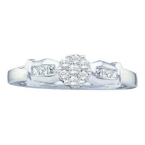 14KT White Gold 0.25CTW DIAMOND LADIES FLOWER RING