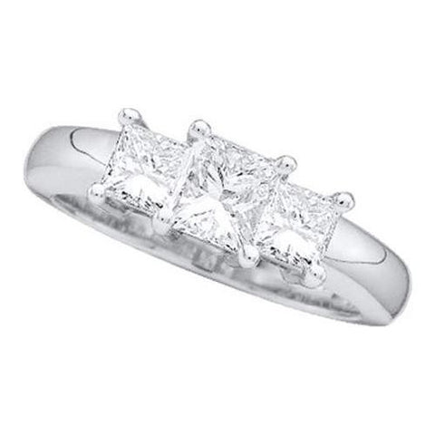 14KT White Gold 1.50CTW DIAMOND PRINCESS 3 STONE (EXCE) RING