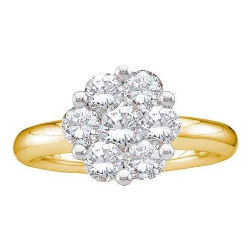 14KT Yellow Gold 1.00CTW DIAMOND FLOWER RING