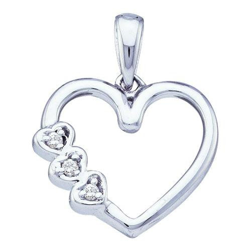 10KT White Gold 0.03CTW DIAMOND HEART PENDANT