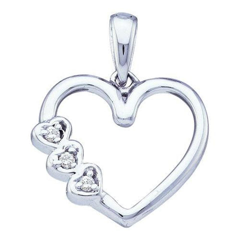 10KT White Gold 0.03CTW DIAMOND HEART PENDANT