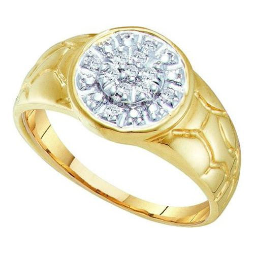 10K Yellow-gold 0.12CTW ROUND DIAMOND MENS CLUSTER RING