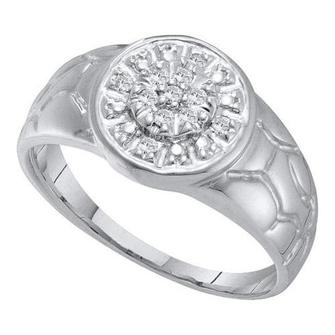 10KT White Gold 0.12CTW DIAMOND CLUSTER MENS RING