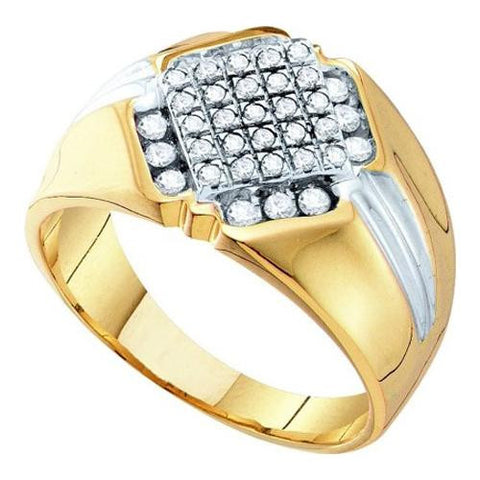 10K Yellow-gold 0.50CTW ROUND DIAMOND MEN'S CLUSTER RING