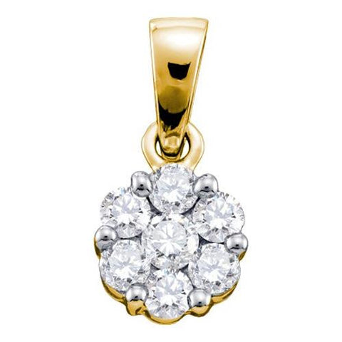 14K Yellow-gold 1.00CTW DIAMOND FLOWER PENDANT