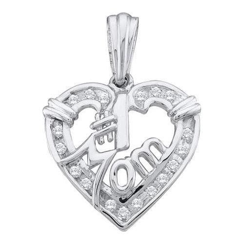 10KT White Gold 0.15CTW DIAMOND "MOM" PENDANT