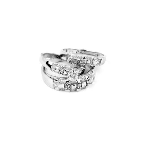 10KT White Gold 0.10CTW DIAMOND TRIO SET WG