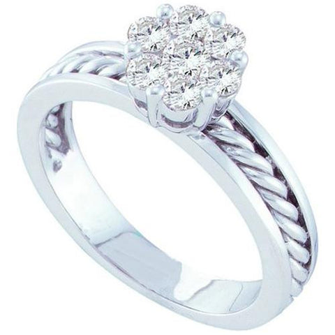 14KT White Gold 0.50CTW DIAMOND LADIES FLOWER RING